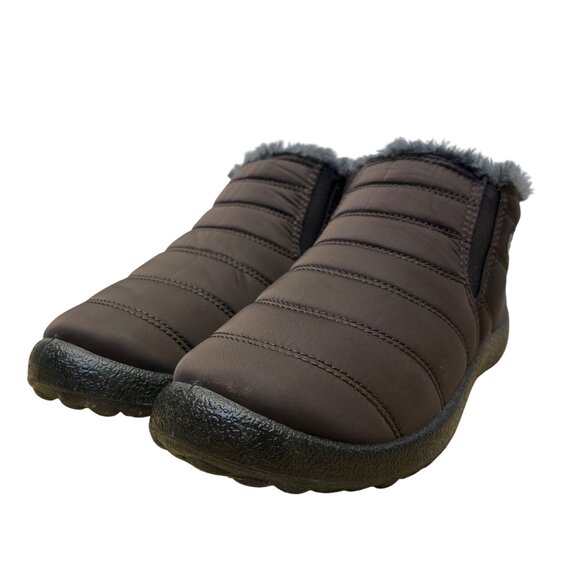 BJ Men’s Brown Quilted Slip-On Fleece-Lined Winter Boots Size 8.5US - Picture 3 of 9
